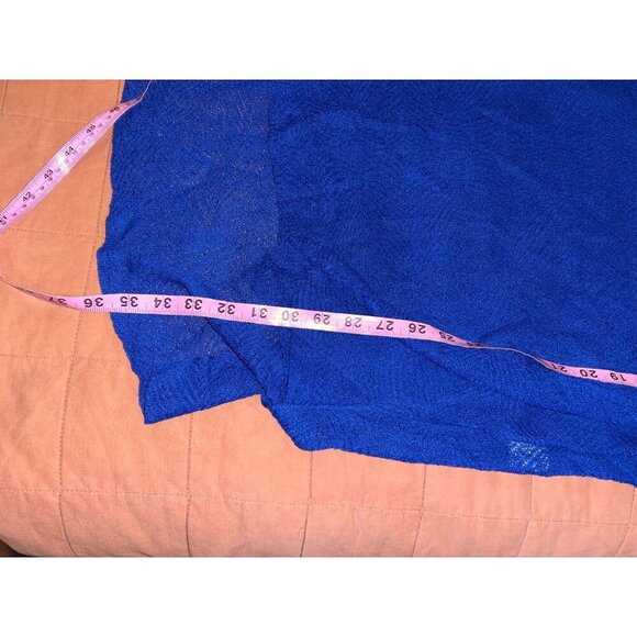 Eileen Fisher Adriatic Blue Rayon Nylon Crinkle Diamond Tunic Sweater Women's L - Picture 9 of 11